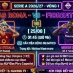 Nhận định trực tiếp trận đấu AS Roma vs Fiorentina vòng 1 Serie A 2026/27, cuộc đối đầu hấp dẫn giữa Paulo Dybala và Moise Kean.